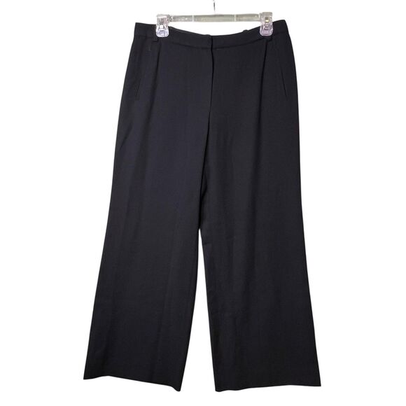 Armani Collezioni Pants Womens 10 Black Wide Leg Wool Trousers Made Italy Office - Picture 3 of 15